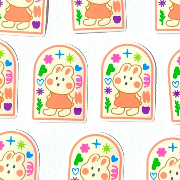 5PC Arch Shape Bunny sticker | journals Vinyl sticker | cute arch shape sticker - Picture 4 of 5